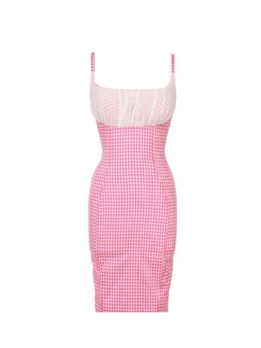 PUG “Evangeline” Pink Gingham Wiggle Dress with Belt - Picture 3 of 9
